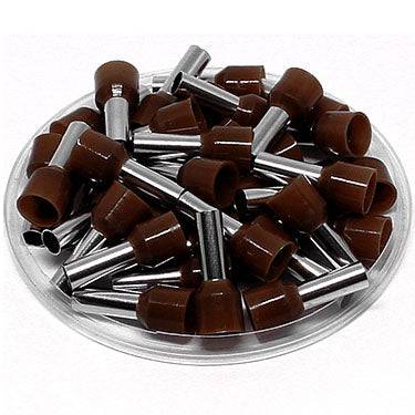 AT80016 - True 8 AWG (16mm Pin) Insulated Ferrules - Brown - Ferrules Direct