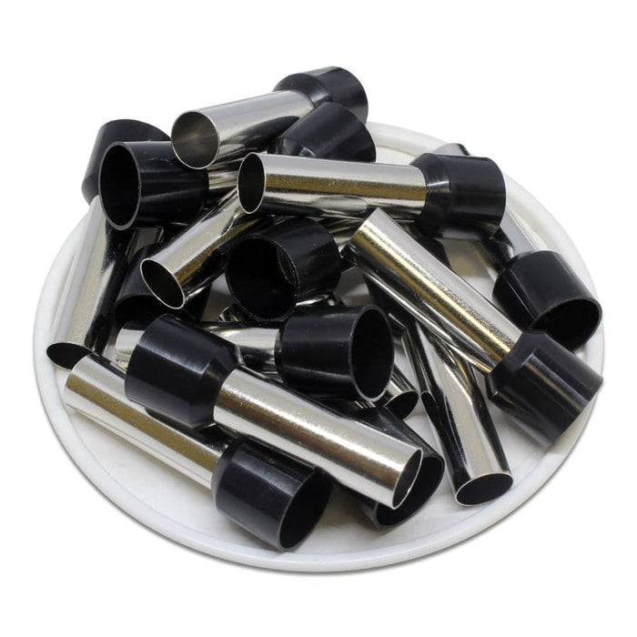 AT250025 - 4 AWG (25mm Pin) Insulated Ferrules - Black - Ferrules Direct