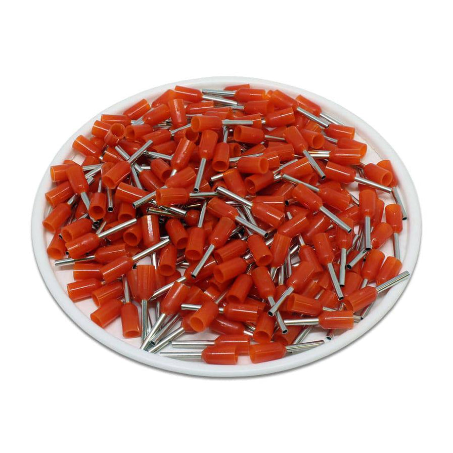 AW05008 - 22 & 20 AWG Insulated Wire Ferrules, 8mm Pin, Orange, UL ...