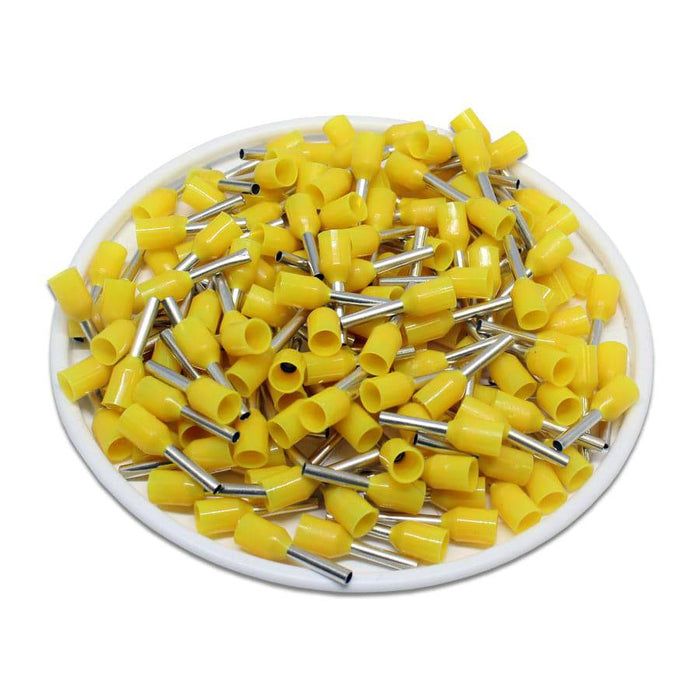 AW10008L - 18AWG (8mm Pin) Insulated Ferrules - Yellow - Large Cap - Ferrules Direct