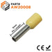 AW20008 - True 14 AWG (8mm Pin) Insulated Ferrules - Yellow - Ferrules Direct