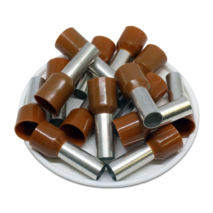 AW250018 - 4 AWG (18mm Pin) Insulated Ferrules - Brown - Ferrules Direct