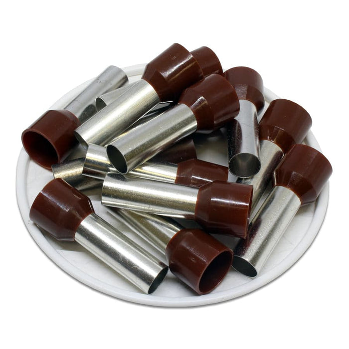 AW250022 - 4 AWG (22mm Pin) Insulated Ferrules - Brown - Ferrules Direct