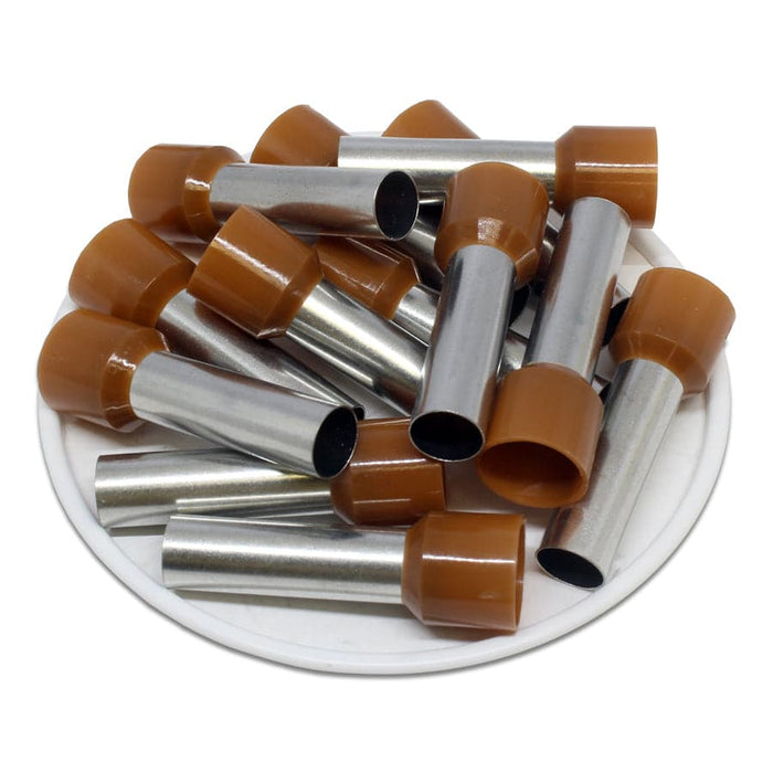 AW250025 - 4 AWG (25mm Pin) Insulated Ferrules - Brown - Ferrules Direct