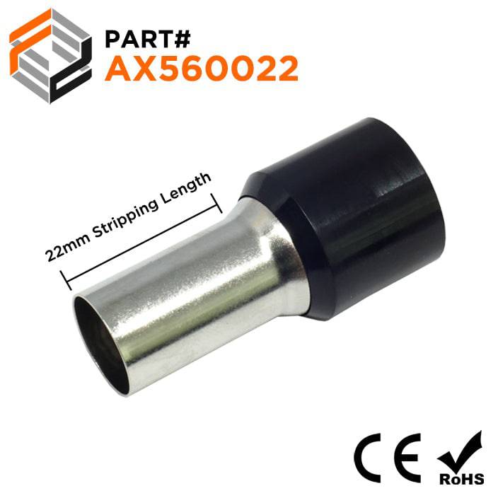 帯付き BELLZLLEB 1st　DEAD END ROMMEL COLOR AX560022 - 0 & 1/0 AWG Single Insulated Wire Ferrules, 22mm Pin