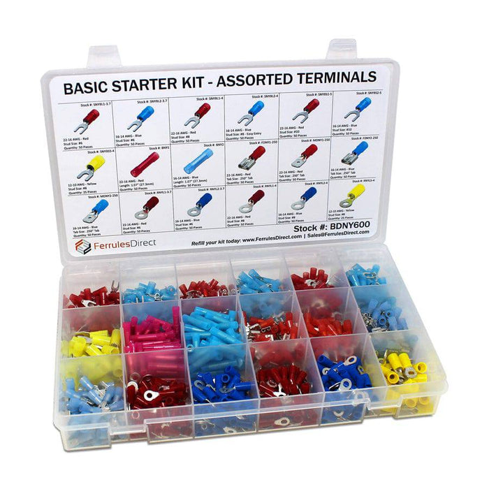 BDNY600 - Nylon Assorted Terminal Starter Kit - 850 Pieces - Ferrules Direct