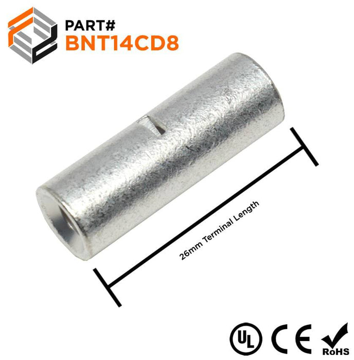 BNT14CD8 - Non Insulated Step Down Butt Connector - 6 AWG to 8 AWG - Ferrules Direct