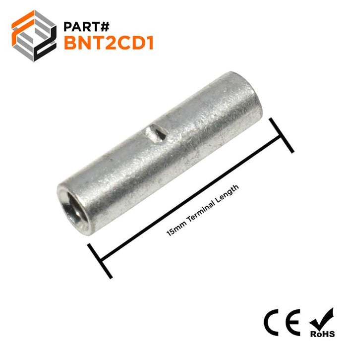 BNT2CD1 - 16-14 to 22-18AWG Non Insulated Step Down Butt Connector - Ferrules Direct