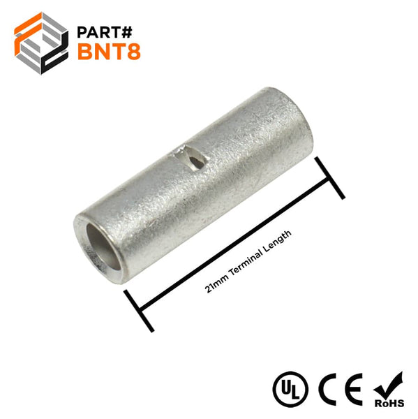 thumbnail image 2 of 25-Pack 8 Gauge Non-Insulated Butt Seamless Wire Connectors – Made In USA 2 of 2