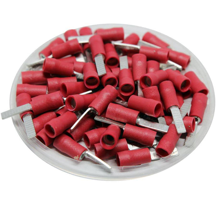 DBD1-11 - Vinyl Insulated Flat Blade Terminal - Double Crimp - 22-16 AWG - Red - Ferrules Direct
