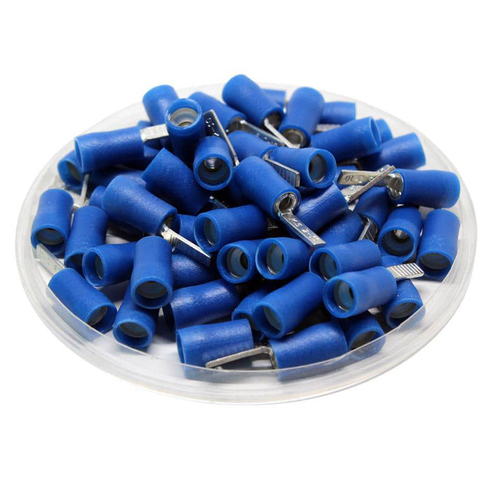 DBD2-10 - Vinyl Insulated Flat Blade Terminal - Double Crimp - 16-14 AWG - Blue - Ferrules Direct