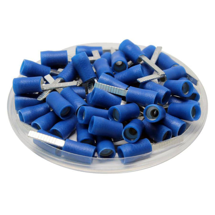 DBD2-13 - Vinyl Insulated Flat Blade Terminal - Double Crimp - 16-14 AWG - Blue - Ferrules Direct