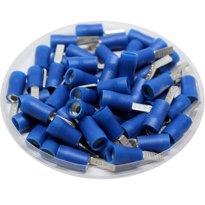 DBD2-9 - Vinyl Insulated Flat Blade Terminal - Double Crimp - 16-14 AWG - Blue - Ferrules Direct