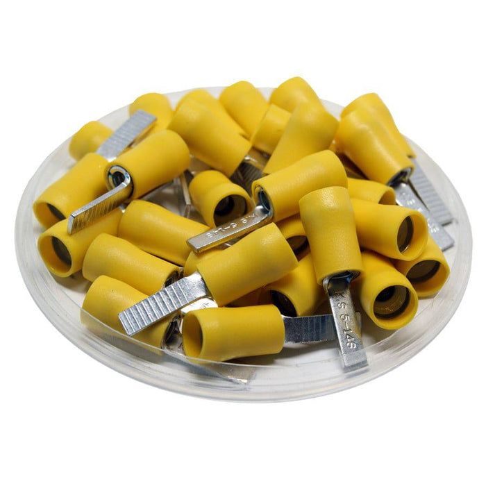 DBDS5-14 - Vinyl Insulated Flat Blade Terminal - Double Crimp - 12-10 AWG - Yellow - Ferrules Direct