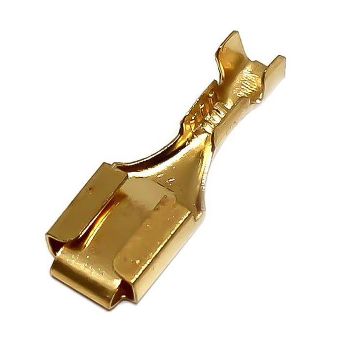 DJ621-B6.3A - Brass Female Quick Disconnect with Locking Tab - 22-18 AWG - Ferrules Direct