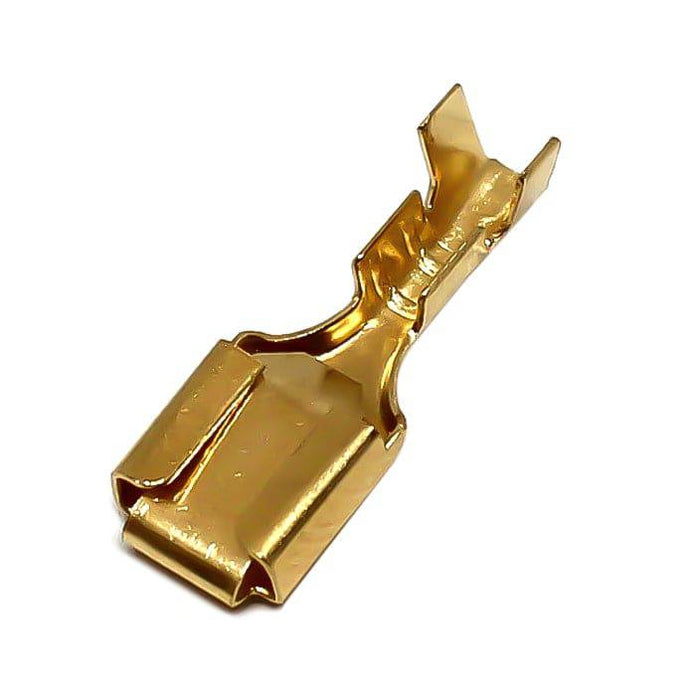 DJ621-B6.3B - Brass Female Quick Disconnect with Locking Tab - 18-16 AWG - Ferrules Direct