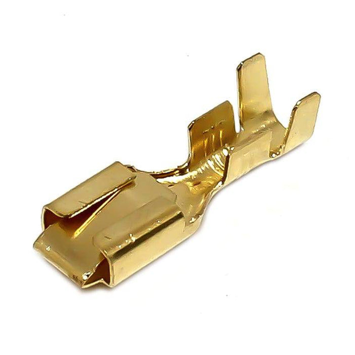 DJ621-B6.3C - Brass Female Quick Disconnect with Locking Tab - 16-14 AWG - Ferrules Direct