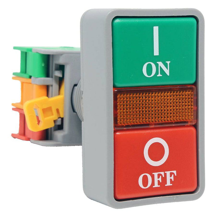 DPB22N-1O/C - Illuminated Double Push Button - 2 Contact (1O/C) - 22mm - 110V - Ferrules Direct