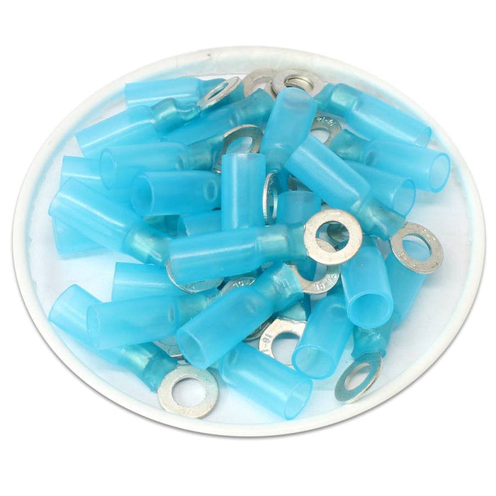 25 Pcs 3M Yellow Heat Shrink Ring Terminals – Marine Grade, #10 Stud, 12-10 Gauge, USA Made