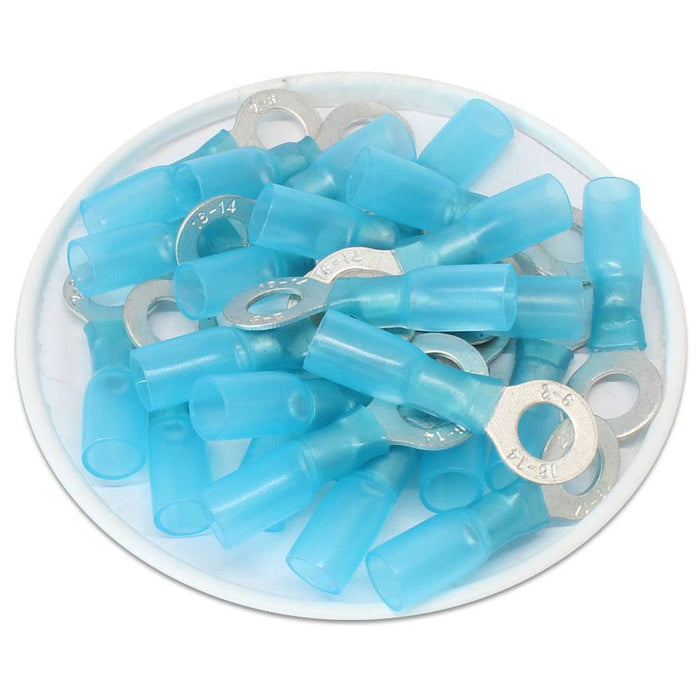 DSB14 - Polyethylene Heat Shrink Ring Term - 16-14 AWG - 1/4" Stud Blue