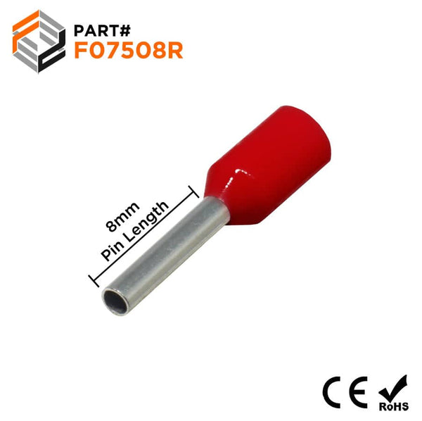 RS PRO Insulated Bootlace Ferrule, 8mm Pin Length, 1.5mm Pin Diameter