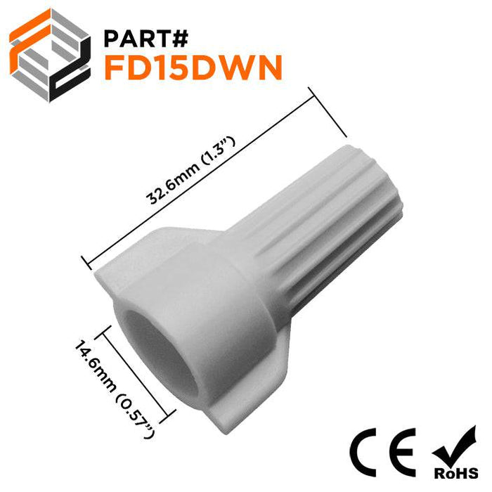 FD15DWN - Double Wing Twist-On Wire Cap Connectors - 18-08 AWG - Gray - Ferrules Direct