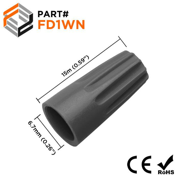 FD1WN - Twist-On Wire Cap Connector - 22-16 AWG - Gray - Ferrules Direct