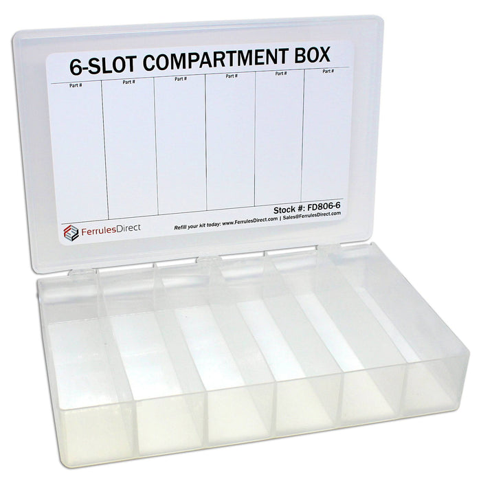FD806-6 - 6-Slot Compartment Box - 12 3/4" x 8 1/2" - Ferrules Direct