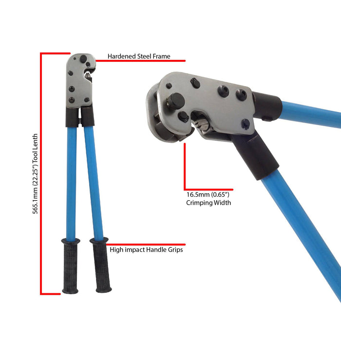 FDCT38 - Terminal Crimping Tool - 8 AWG to 2 AWG (10.00mm² to 38.00mm²) - Ferrules Direct