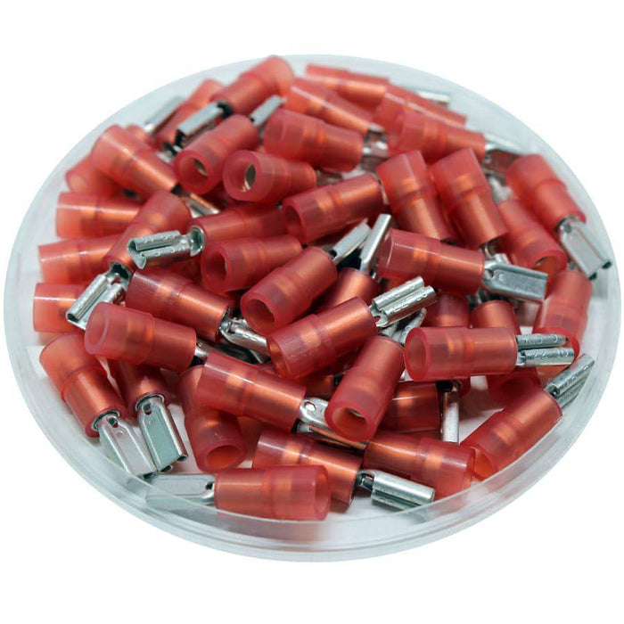 FDNYD1-110(5) - Nylon Insulated Female Quick Disconnect - Double Crimp - 22-16 AWG - Ferrules Direct