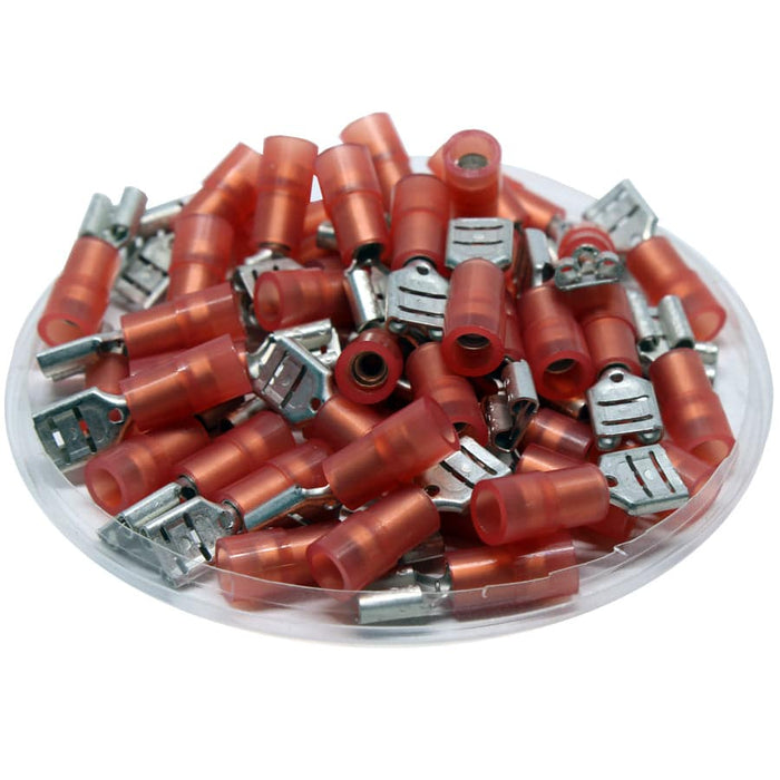FDNYD1-205(5) - Nylon Insulated Female Quick Disconnects - Double Crimp - 22-16 AWG - Ferrules Direct