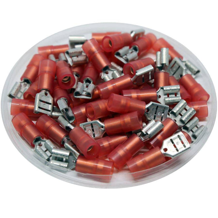FDNYD1-205(8) - Nylon Insulated Female Quick Disconnects - Double Crimp - 22-16 AWG - Ferrules Direct