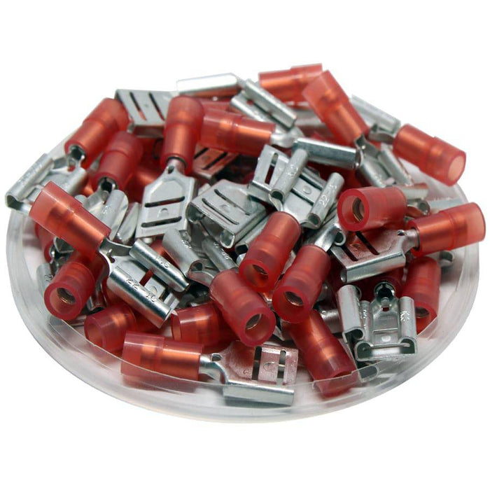 FDNYD1-312 - Nylon Insulated Female Quick Disconnects - Double Crimp - 22-16 AWG - Ferrules Direct