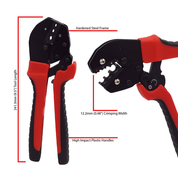 FDT10012 - Insulated Terminal Crimping Tool - 22 to 10AWG - Long Handles - Ferrules Direct