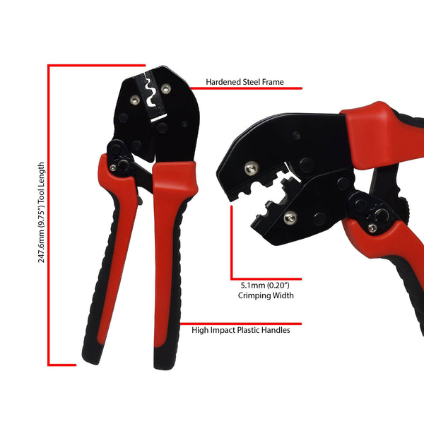 FDT10021 - Non Insulated Terminal Crimping Tool - 22 to 8 AWG - Long Handles - Ferrules Direct