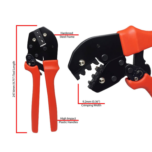 Faston Ferrules FDT10041 - 22 to 10 AWG Open Barrel Connectors Crimping Tool. Faston B ...