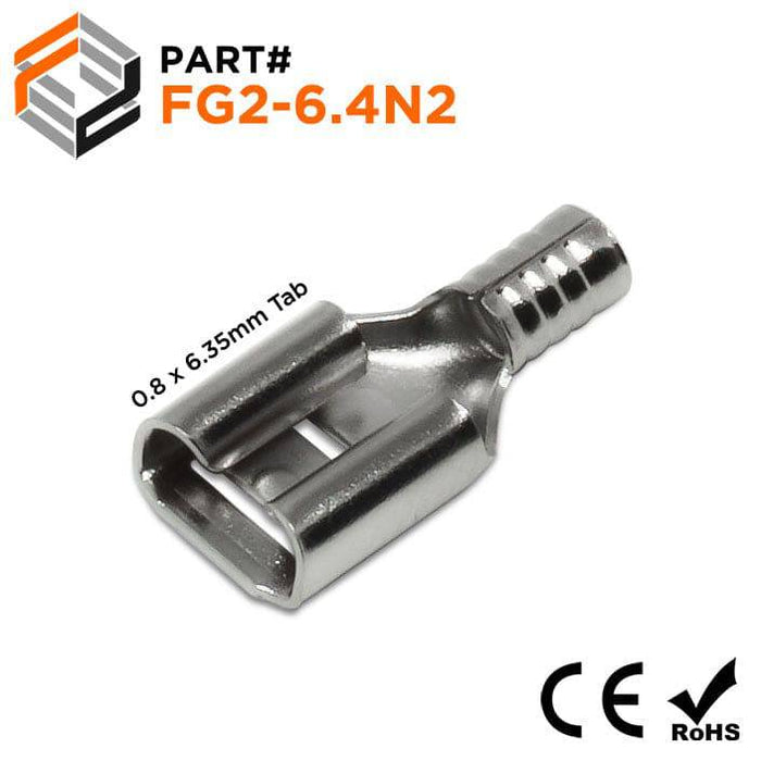 FG2-6.4N2 - Non Insulated Female Steel Quick Disconnect - 16-14 AWG - 0.25" Tab - Ferrules Direct