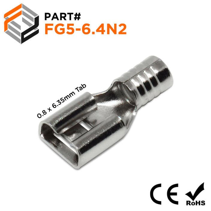 FG5-6.4N2 - Non Insulated Female Steel Quick Disconnect - 12-10 AWG - 0.25" Tab - Ferrules Direct