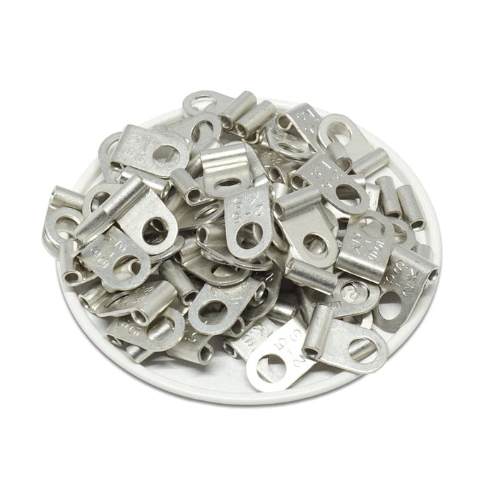 thumbnail image 2 of 100 Pack Non-Insulated Flag Terminals – 22-18 Gauge, 1/4" Tab – Quick Disconnect Connectors By Sherco 2 of 5