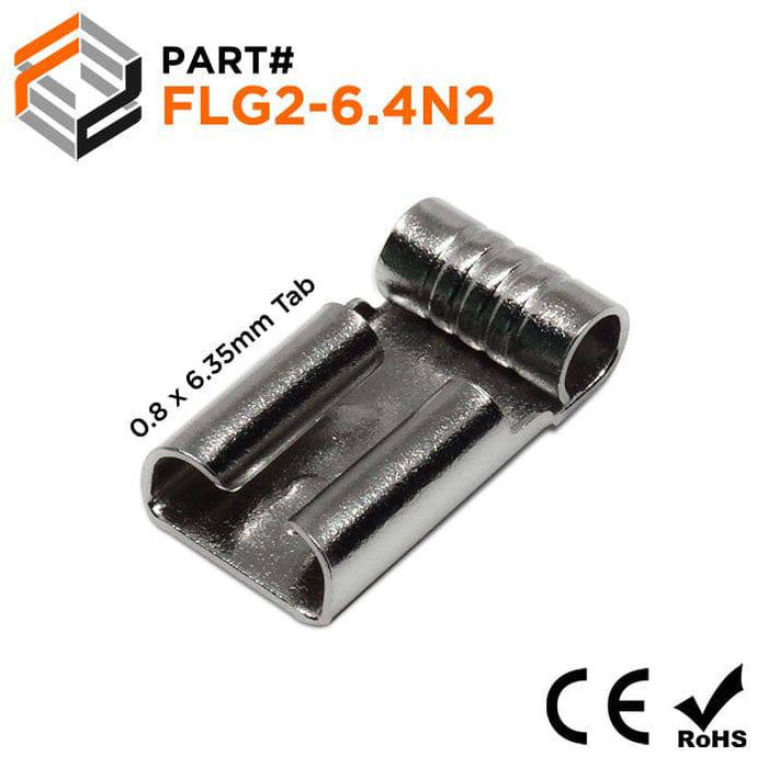 FLG2-6.4N2 - Female Stainless Steel Flag Quick Disconnects - 16-14 AWG