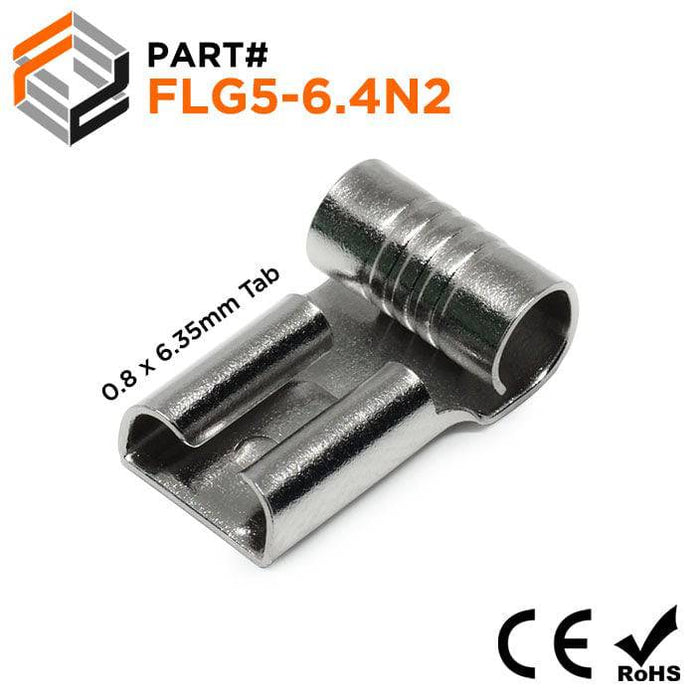 FLG5-6.4N2 - Female Stainless Steel Flag Quick Disconnects - 12-10 AWG - Ferrules Direct