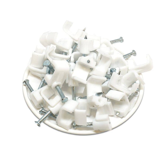 FNC10W - Flat Nail Cable Clip - White - 10mm - Ferrules Direct