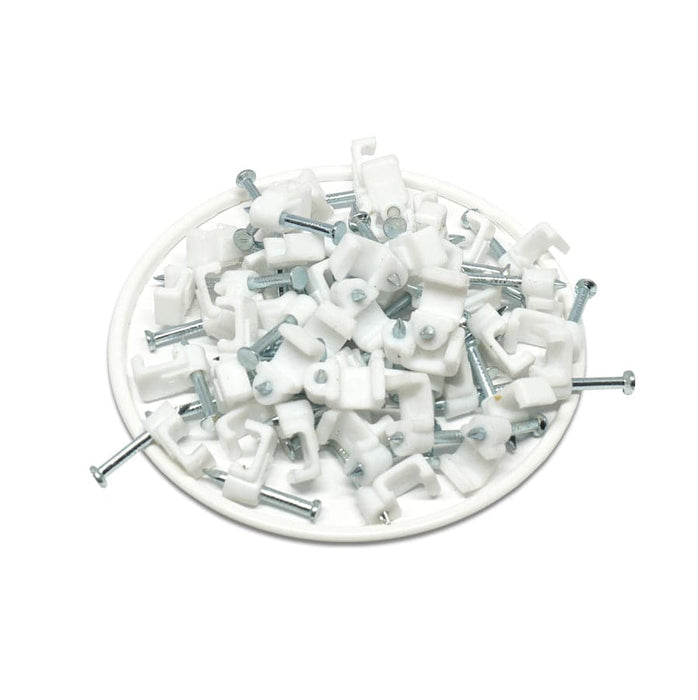 FNC5W - Flat Nail Cable Clip - White - 5mm - Ferrules Direct