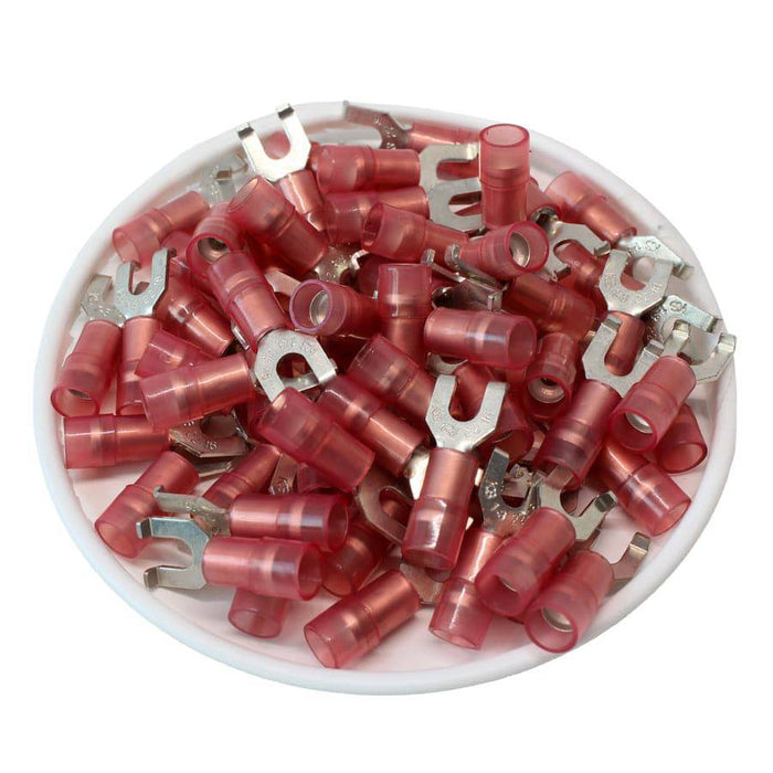 FSNYD1-32 - Dbl Crimp Nylon Flange Spade Terminal - 22-16 AWG - #4 Stud - Ferrules Direct