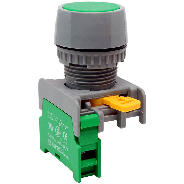 GBF22-1/O-GN - Push Button - 1 Contact (1/O) - 22mm - Green - Ferrules Direct