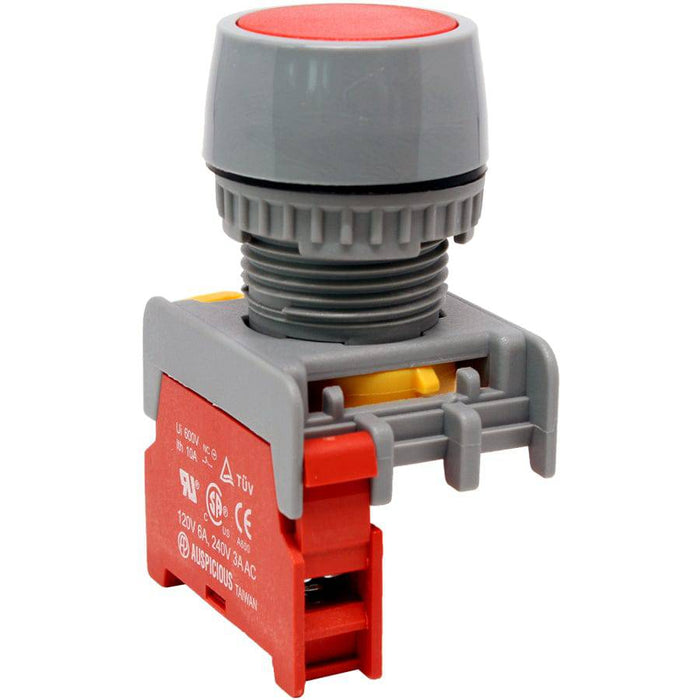 GBF22-1/C-RD - Push Button - 1 Contact (1/C) - 22mm - Red - Ferrules Direct