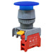 GEB22-1C-BL - 1/C - 22mm Flat Head Push Button - 40mm Mushroom Head - Blue - Ferrules Direct