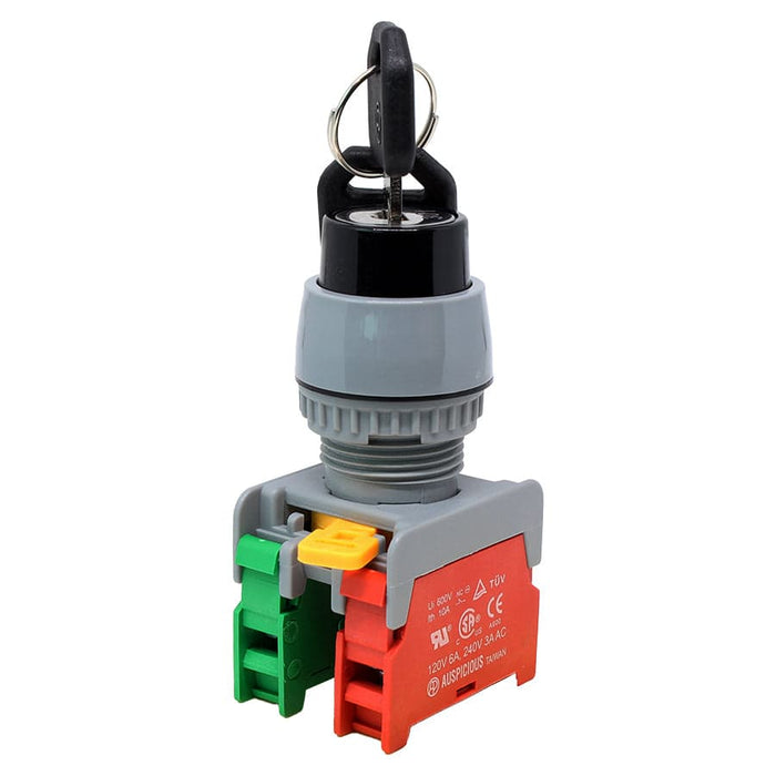 GKS22-1/OC - 22mm Key Selector Switch - 1-2 Drawable 2 Contacts - Ferrules Direct