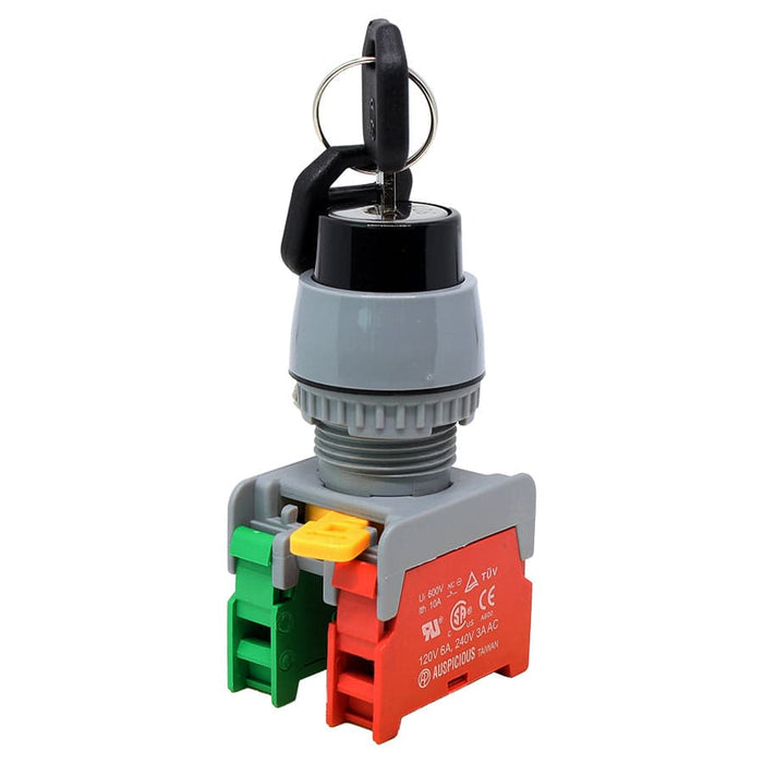 GKSN22-1/OC - 22mm Key Selector Switch - 1-2 Non Drawable 2 Contacts - Ferrules Direct