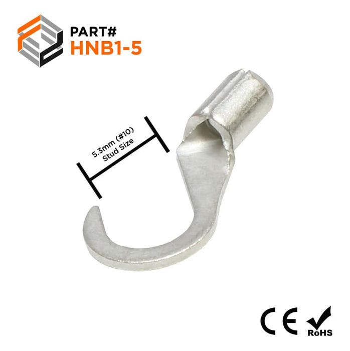 HNB1-5 - Non Insulated Hook Terminals 22-16AWG - Ferrules Direct